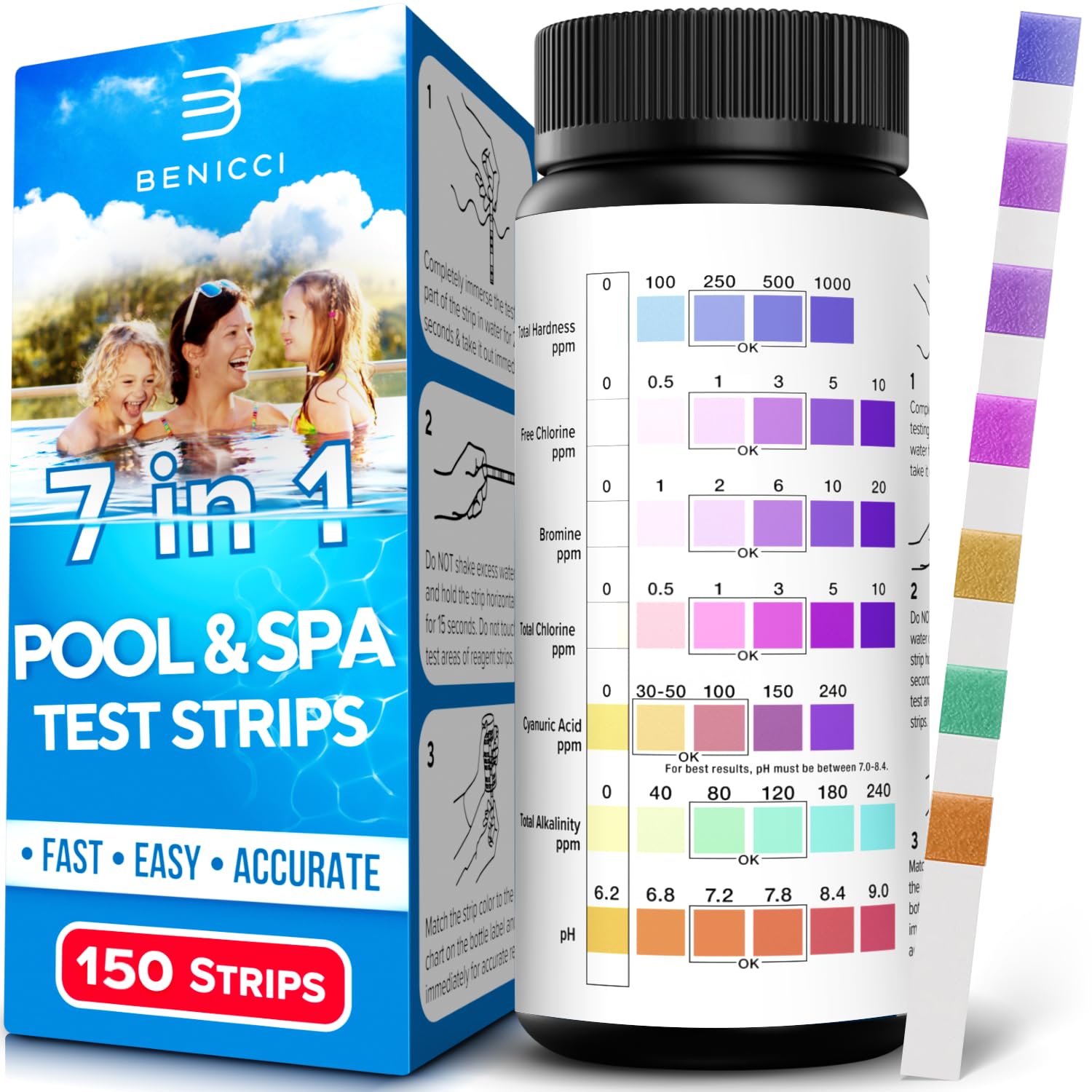 7-in-1 Accurate Pool Test Strips