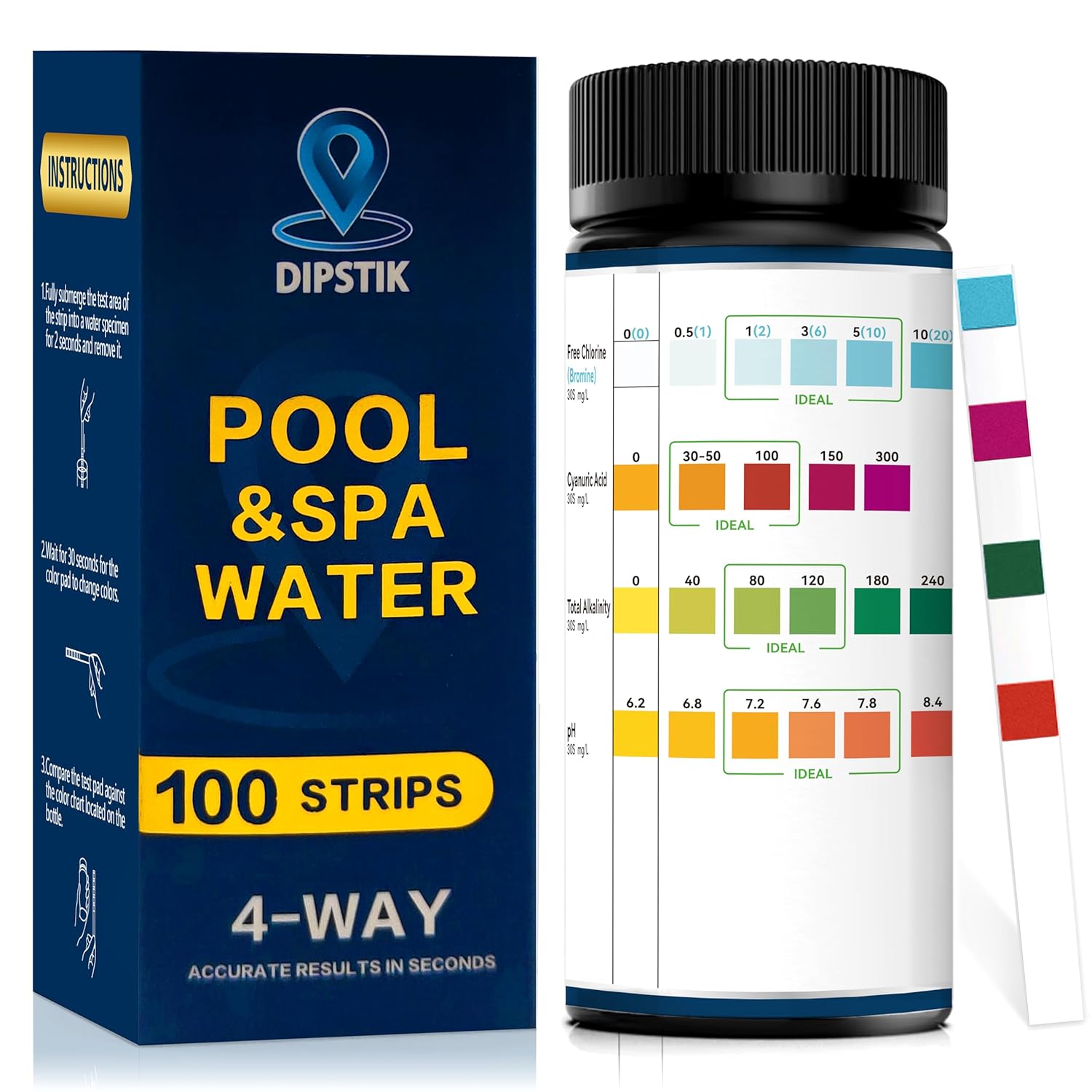 Pool Test Strips,100 Strips Pool and Hot